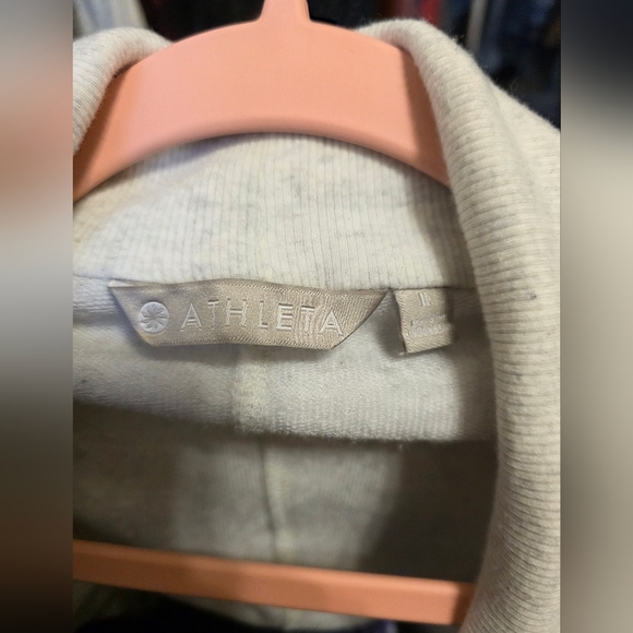 Athleta Size Large Oatmeal Cotton Modal Open Front Cardigan Pockets - Picture 3 of 6